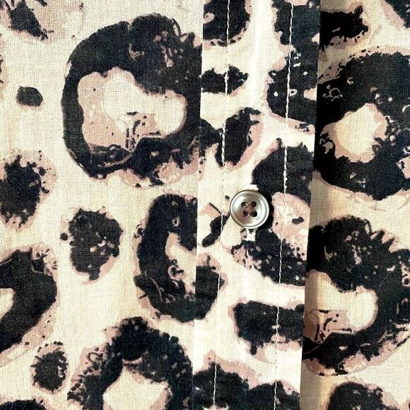 Ann Taylor white & black abstract print light cotton short sleeve blouse 12 - Picture 8 of 11